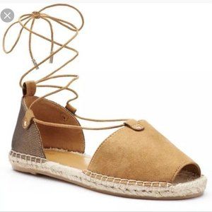 Women Espadrille brown cross-ankle laces Sandals Lace Up  Size 7